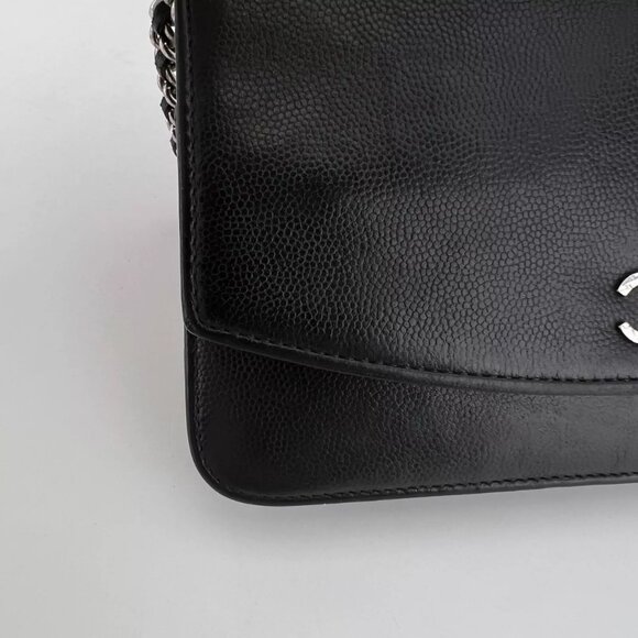 CHANEL Authentic WOC Black Caviar Crossbody Silver Hardwrae Small Bag A1720 - Picture 12 of 16